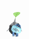 An animation of a Rock Pikmin with a Reverse Valentine's Day Sticker from Pikmin Bloom.