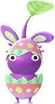 An event Purple Decor Pikmin wearing a colorful Bunny Egg.
