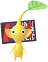 A Yellow Special Decor Pikmin with Hanafuda Card (Volume 1) decor from Pikmin Bloom.