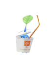 An animation of a Blue Pikmin with a Burger from Pikmin Bloom.