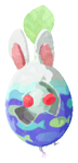 Lifelog artwork of a White Special Decor Pikmin with Bunny Egg decor from Pikmin Bloom.