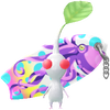 A White Special Decor Pikmin with Surfboard Keychain decor from Pikmin Bloom.