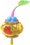 A Winged Special Decor Pikmin with Lunar New Year Ornament: Gold decor from Pikmin Bloom.