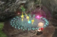 The shorter whistle radius from an earlier version of Pikmin 3.