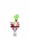An animation of a White Pikmin with a 2026 Chocolate from Pikmin Bloom.