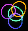 A group of real life glowing wristbands