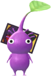 A Purple Decor Pikmin in Flower Card decor. This is the texture used in the Decor Pikmin list, and doesn't reflect the 6 different card designs this Decor Pikmin can have.