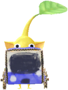 A Yellow Bus Stop Decor Pikmin with Bus Papercraft decor from Pikmin Bloom.