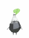 An animation of a Rock Pikmin with a stadium decor from Pikmin Bloom.