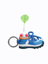 An animation of a white Pikmin with a sneaker keychain from Pikmin Bloom.