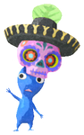 Lifelog artwork of a Blue Special Decor Pikmin with Calavera decor from Pikmin Bloom.