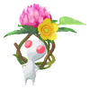 Lifelog artwork of a White Special Decor Pikmin with Flower Crown decor from Pikmin Bloom.