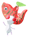 Lifelog artwork of a White Special Decor Pikmin with Lunar New Year Ornament: Red decor from Pikmin Bloom.