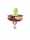 An animation of a White Pikmin with a Curry Bowl from Pikmin Bloom