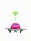 An animation of a White Pikmin with a Toy Airplane from Pikmin Bloom.
