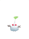 An animation of a White Pikmin with Snow from Pikmin Bloom