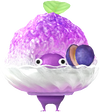 A Purple Special Decor Pikmin with Shaved Ice decor from Pikmin Bloom.
