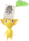 A yellow Decor Pikmin with a Mahjong Tile Costume.