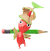 Lifelog artwork of a Red Stationery Store Decor Pikmin with Stationery decor from Pikmin Bloom.
