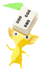 Lifelog artwork of a Yellow Special Decor Pikmin with Mahjong Tile decor from Pikmin Bloom.