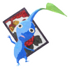 Lifelog artwork of a Blue Special Decor Pikmin with Flower Card decor from Pikmin Bloom.