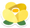 Lifelog artwork of a yellow camellia from Pikmin Bloom.