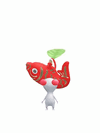 An animation of a White Pikmin with a Lunar New Year Ornament: Red from Pikmin Bloom