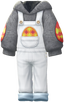 Gray easter-themed sweatshirt and overalls from Pikmin Bloom.