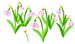 Red snowdrop flowers from Pikmin Bloom.