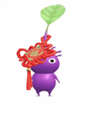 An animation of a Purple Pikmin with a Lunar New Year Ornament: Red from Pikmin Bloom