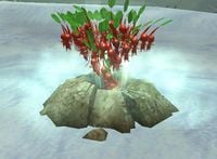 Some Red Pikmin entering a cave.