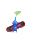 An animation of a Blue Pikmin with a Fingerboard from Pikmin Bloom
