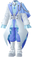 "Gothic Suit (Pure White)" Mii costume in Pikmin Bloom.