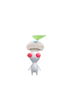 An animation of a White Pikmin with a Mushroom from Pikmin Bloom.