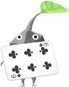 A Rock Special Decor Pikmin with Playing Card decor from Pikmin Bloom.