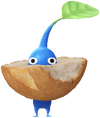 A Blue Bakery Decor Pikmin with Baguette decor from Pikmin Bloom.