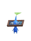 An animation of a Blue Pikmin with a Picture Frame from Pikmin Bloom.