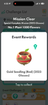 The screen for when a colored Gold Seedling is rewarded from a Special Completion Ticket.