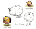 Drawings of the Spotty Bulbear from the Pikmin Official Player's Guide.
