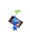 An animation of a Blue Pikmin with a Flower Card from Pikmin Bloom