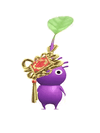 An animation of a Purple Pikmin with a Lunar New Year Ornament: Gold from Pikmin Bloom