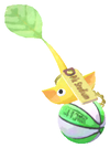Lifelog artwork of a Yellow Stadium Decor Pikmin with Ball Keychain (Rare) decor from Pikmin Bloom.