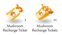 Mushroom Recharge Tickets, as displayed separately or in a stack in the shop.