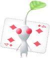 A special White Decor Pikmin with a Playing Card costume from Pikmin Bloom.