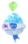 Lifelog artwork of a Blue Special Decor Pikmin with Shaved Ice decor from Pikmin Bloom.