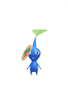 An animation of a Blue Pikmin with a Winter Sticker from Pikmin Bloom