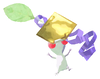 Lifelog artwork of a White Special Decor Pikmin with Present Sticker (Gold) decor from Pikmin Bloom.