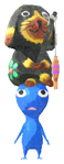 Lifelog artwork of a Blue Special Decor Pikmin with Balinese Carving decor from Pikmin Bloom.