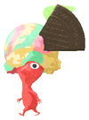 Lifelog artwork of a Red Special Decor Pikmin with Ice Cream: 2024 Flavor decor from Pikmin Bloom.