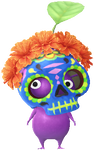 A Purple Special Decor Pikmin with Calavera decor from Pikmin Bloom.